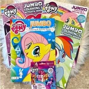 My Little Pony Jumbo Coloring & Activity Book Lot of 4 with Matching MLP Crayons